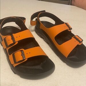 Birkenstock Black and Orange Sandals